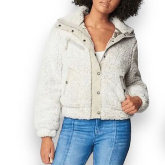 BLANKNYC Jacket Womens S‎ Grey Faux Fur Stand Collar Bomber Teddy - Picture 6 of 16